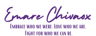 Purple Emare Chivaox wordmark and slogan on a transparent background.