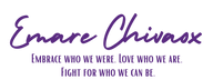 Purple Emare Chivaox text on a transparent background with Emare Chivaox slogan